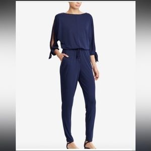 Ralph Lauren navy blue split sleeve jumpsuit